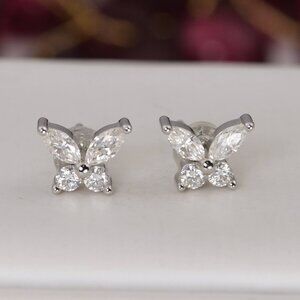 NWT Certified All Moissanite 2.2 ctw Butterfly Stud Earrings 925 Sterling